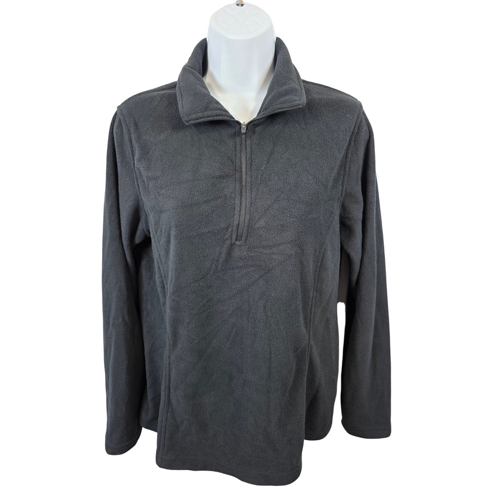 Lands End Womens Fleece Pullover Black Size Small Quarter Zip Long Sleeve /B167